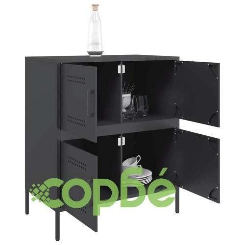 Бюфет, черен, 68x39x79 см, стомана ➤ топ цена ➤ sorbe.bg