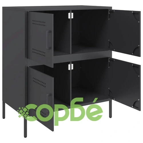 Бюфет, черен, 68x39x79 см, стомана ➤ топ цена ➤ sorbe.bg