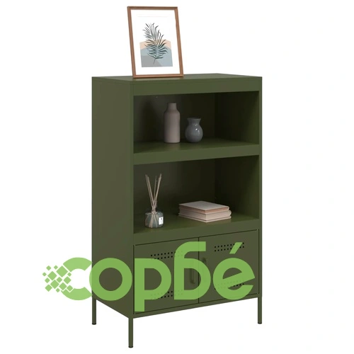 Висок шкаф, маслиненозелен, 68x39x113 см, стомана ➤ топ цена ➤ sorbe.bg