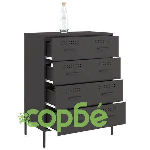 Бюфет, черен, 68x39x89 см, стомана ➤ топ цена ➤ sorbe.bg