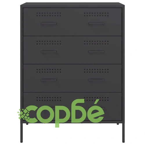 Бюфет, черен, 68x39x89 см, стомана ➤ топ цена ➤ sorbe.bg