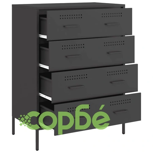 Бюфет, черен, 68x39x89 см, стомана ➤ топ цена ➤ sorbe.bg