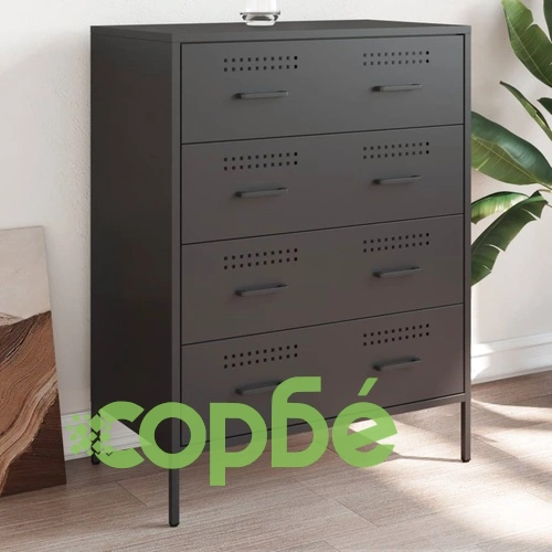 Бюфет, черен, 68x39x89 см, стомана ➤ топ цена ➤ sorbe.bg