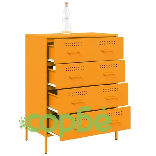 Бюфет, горчица жълто, 68x39x89 см, стомана ➤ топ цена ➤ sorbe.bg