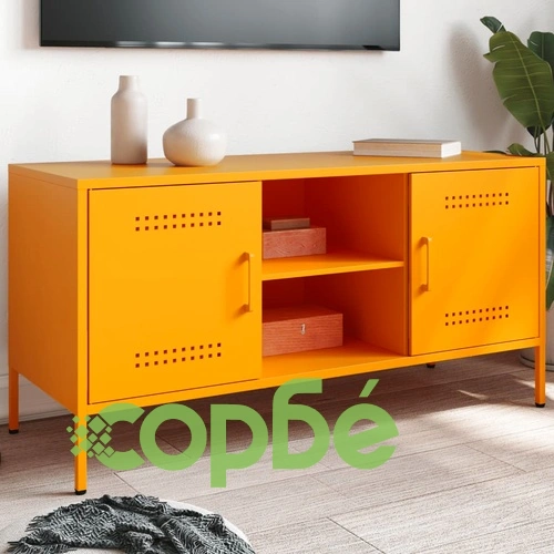 ТВ шкаф, горчица жълто, 100,5x39x50,5 см, стомана ➤ топ цена ➤ sorbe.bg