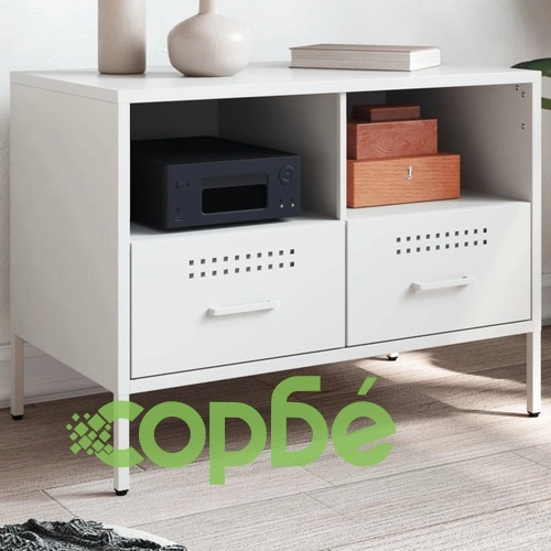ТВ шкаф, бял, 68x39x50,5 см, стомана ➤ топ цена ➤ sorbe.bg