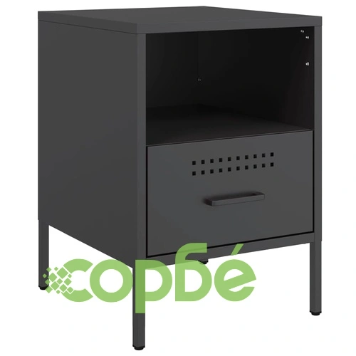 Нощно шкафче, черно, 36x39x50,5 см, стомана ➤ топ цена ➤ sorbe.bg