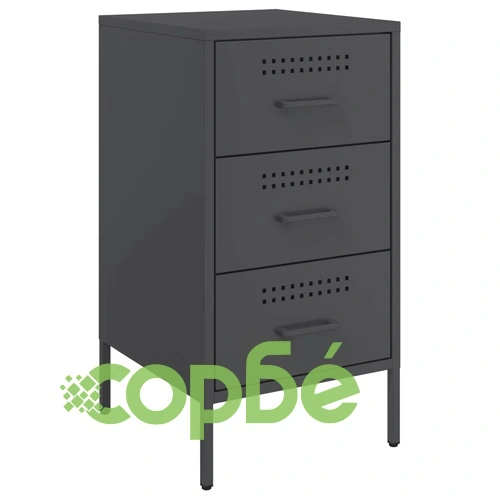 Нощно шкафче, черно, 36x39x68 см, стомана ➤ топ цена ➤ sorbe.bg