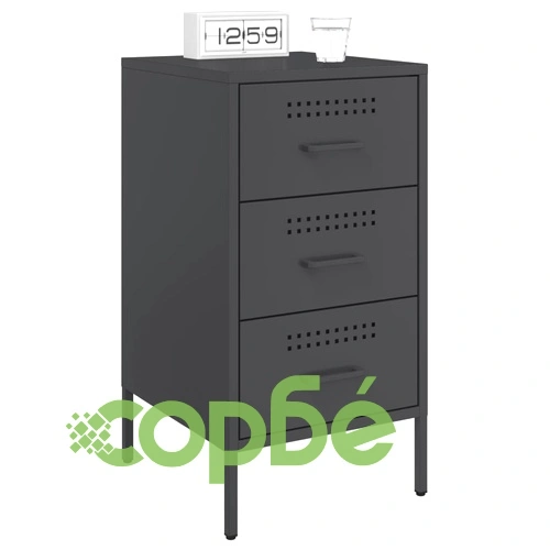 Нощно шкафче, черно, 36x39x68 см, стомана ➤ топ цена ➤ sorbe.bg