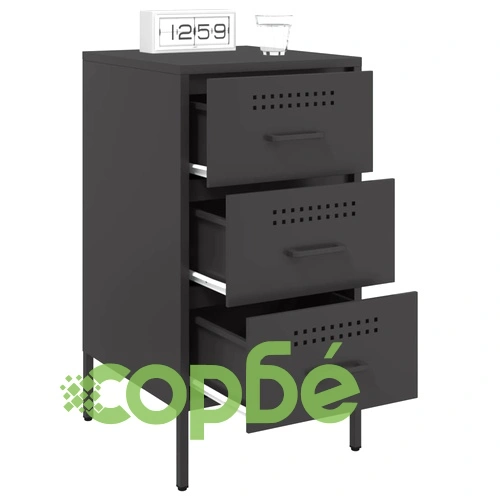 Нощно шкафче, черно, 36x39x68 см, стомана ➤ топ цена ➤ sorbe.bg