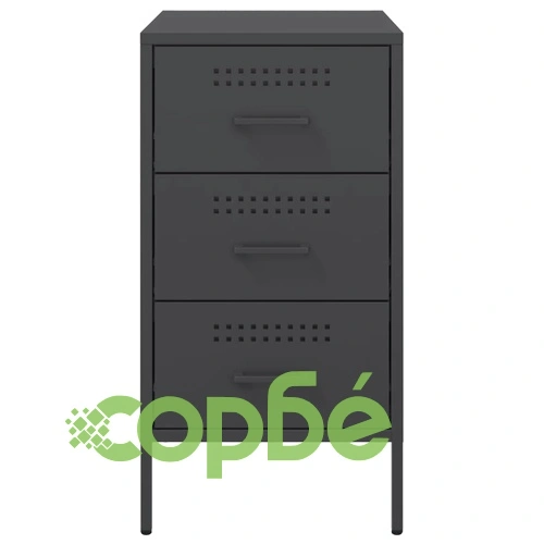 Нощно шкафче, черно, 36x39x68 см, стомана ➤ топ цена ➤ sorbe.bg