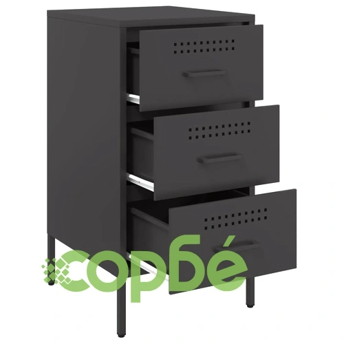 Нощно шкафче, черно, 36x39x68 см, стомана ➤ топ цена ➤ sorbe.bg