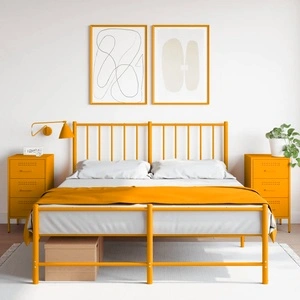 Нощни шкафчета, 2 бр, горчица жълто, 36x39x68 см, стомана