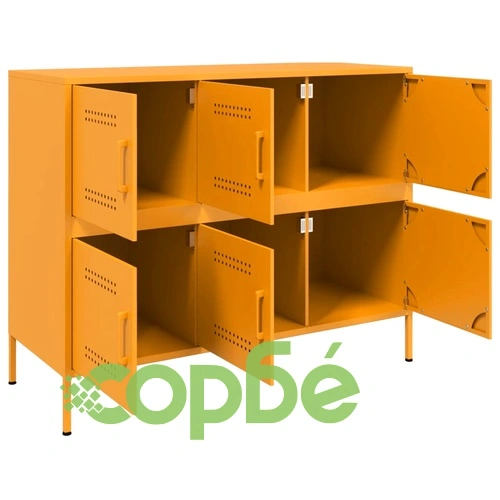 Бюфет, горчица жълто, 100,5x39x79 см, стомана ➤ топ цена ➤ sorbe.bg