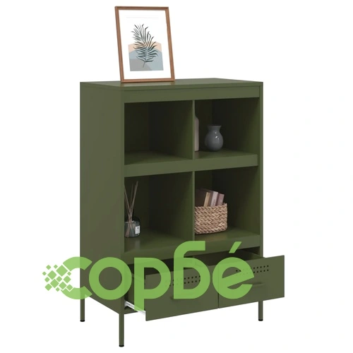 Висок шкаф, маслиненозелен, 68x39x101,5 см, стомана ➤ топ цена ➤ sorbe.bg