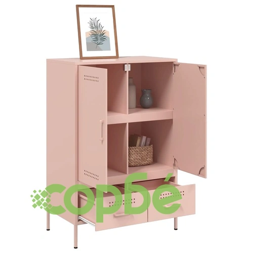 Висок шкаф, розов, 68x39x101,5 см, стомана ➤ топ цена ➤ sorbe.bg