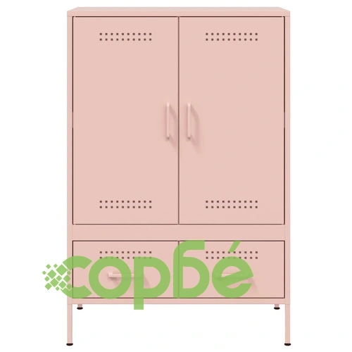 Висок шкаф, розов, 68x39x101,5 см, стомана ➤ топ цена ➤ sorbe.bg