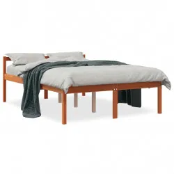 Легло за възрастни хора, восъчнокафяво, 135x190 см, бор масив
