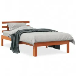 Рамка за легло с табла, восъчнокафяв, 75x190 см, бор масив