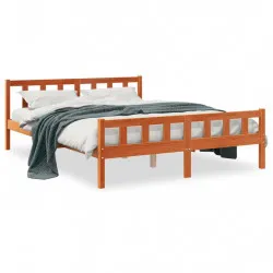 Рамка за легло с табла, восъчнокафяв, 150x200 см, бор масив