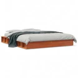 Рамка за легло, восъчнокафяв, 150x200 см, борово дърво масив