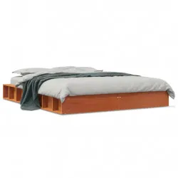 Рамка за легло, восъчнокафяв, 140x200 см, борово дърво масив