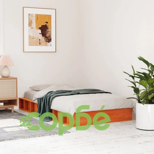 Рамка за легло без матрак, восъчнокафяв, 75x190 см, бор масив ➤ топ цена ➤ sorbe.bg