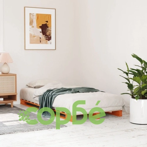 Легло от палети, восъчнокафяв, 90x200 см, борово дърво масив ➤ топ цена ➤ sorbe.bg