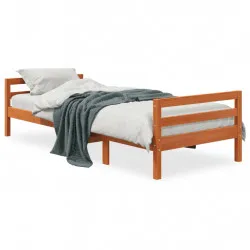 Рамка за легло, восъчнокафяв, 90x200 см, борово дърво масив