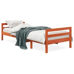 Рамка за легло без матрак, восъчнокафяв, 90x190 см, бор масив