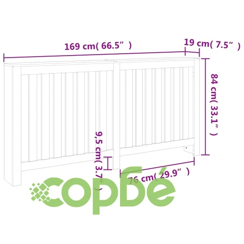 Параван за радиатор восъчнокафяв 169x19x84 см бор масив ➤ топ цена ➤ sorbe.bg