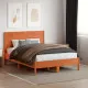 Горна табла за легло, восъчнокафява, 135 см, масивно дърво бор