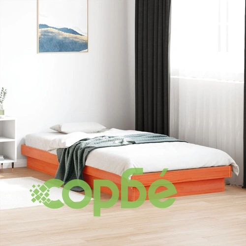 LED рамка за легло, восъчнокафяв, 90x200 см, борово дърво масив ➤ топ цена ➤ sorbe.bg
