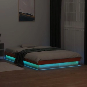 LED рамка за легло восъчнокафяв 140x200 см борово дърво масив
