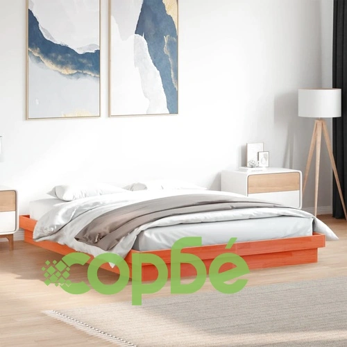 LED рамка за легло восъчнокафяв 150x200 см борово дърво масив ➤ топ цена ➤ sorbe.bg