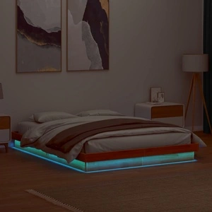 LED рамка за легло восъчнокафяв 150x200 см борово дърво масив