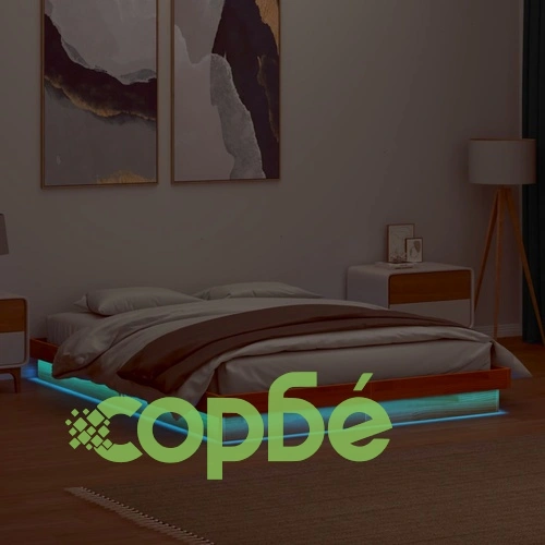 LED рамка за легло восъчнокафяв 150x200 см борово дърво масив ➤ топ цена ➤ sorbe.bg