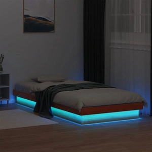 LED рамка за легло восъчнокафяв 90x190 см борово дърво масив