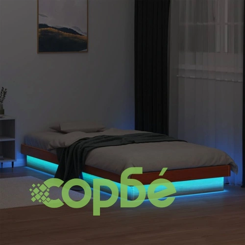 LED рамка за легло восъчнокафяв 90x190 см борово дърво масив ➤ топ цена ➤ sorbe.bg
