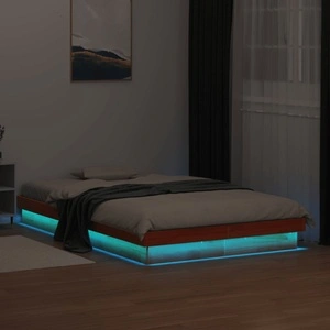 LED рамка за легло восъчнокафяв 120x190 см борово дърво масив