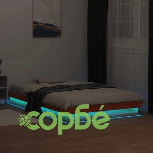LED рамка за легло восъчнокафяв 120x190 см борово дърво масив ➤ топ цена ➤ sorbe.bg