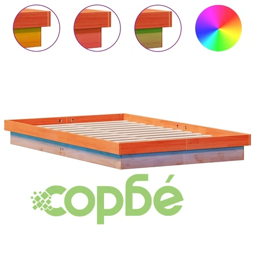 LED рамка за легло восъчнокафяв 135x190 см борово дърво масив ➤ топ цена ➤ sorbe.bg