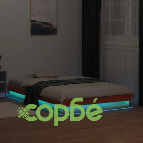 LED рамка за легло восъчнокафяв 140x190 см борово дърво масив ➤ топ цена ➤ sorbe.bg