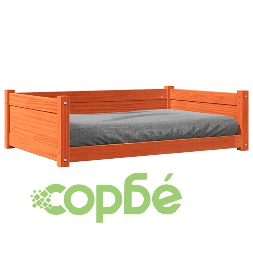 Кучешко легло, восъчнокафяво, 95,5x65,5x28 см, бор масив ➤ топ цена ➤ sorbe.bg