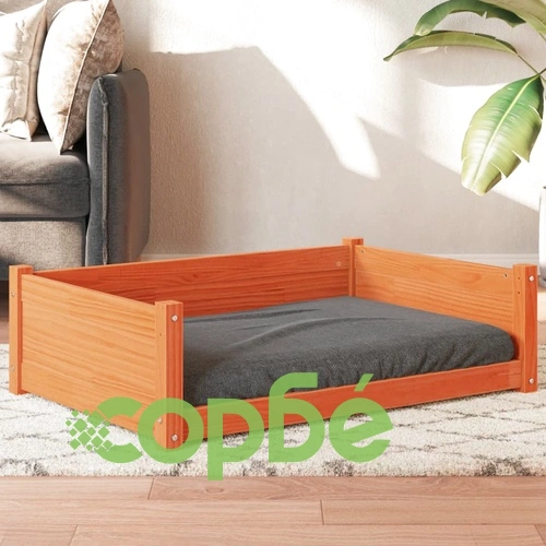 Кучешко легло, восъчнокафяво, 95,5x65,5x28 см, бор масив ➤ топ цена ➤ sorbe.bg