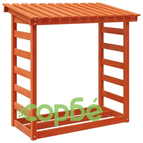 Поставка за дърва за огрев, кафява, 108x64,5x110 см, бор масив ➤ топ цена ➤ sorbe.bg