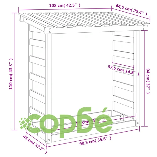 Поставка за дърва за огрев, кафява, 108x64,5x110 см, бор масив ➤ топ цена ➤ sorbe.bg