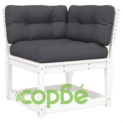 Градински ъглов диван с възглавници бял 73x73x78 см бор масив ➤ топ цена ➤ sorbe.bg