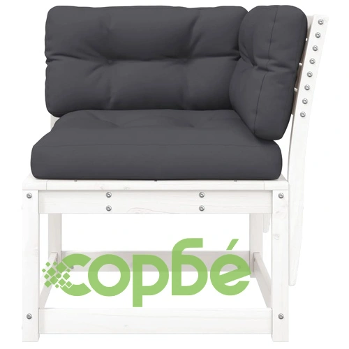 Градински ъглов диван с възглавници бял 73x73x78 см бор масив ➤ топ цена ➤ sorbe.bg