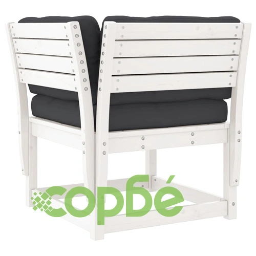 Градински ъглов диван с възглавници бял 73x73x78 см бор масив ➤ топ цена ➤ sorbe.bg